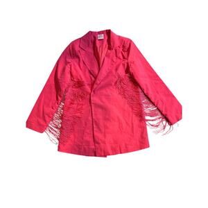 Wild Junkie Boutique pink Fringe Sleeve western Blazer jacket Size Small